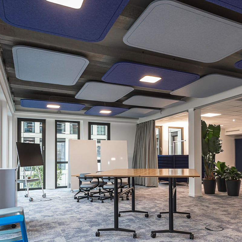 Moderne design akustisk panel bafler lydabsorberende og miljøvennlig polyesterfiberplateform for treningsstudiobruk Moderne design akustisk panel bafler lydabsorberende og miljøvennlig polyesterfiberplateform for treningsstudiobruk