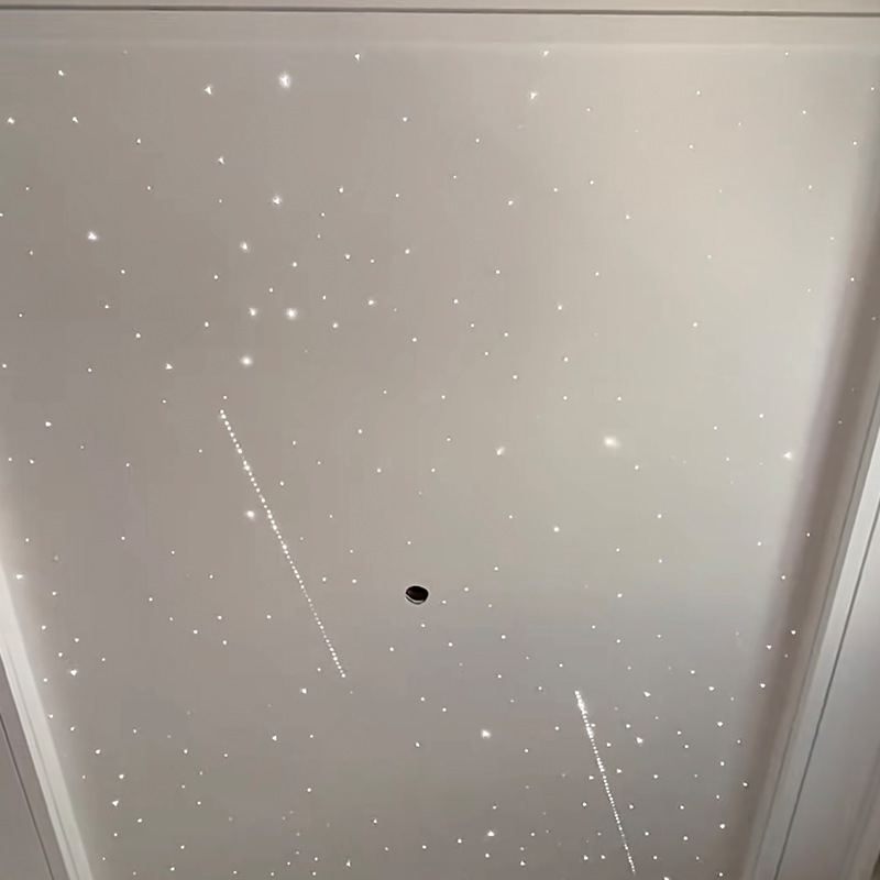 Moderne 3D-modelldesign for hoteller Fargerike fiberoptiske akustiske strekktak Fjernkontroll Ambient Star Light Panels Moderne 3D-modelldesign for hoteller Fargerike fiberoptiske akustiske strekktak Fjernkontroll Ambient Star Light Panels